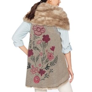 DYLAN LOS ANGELES Faux Fur Floral Vest